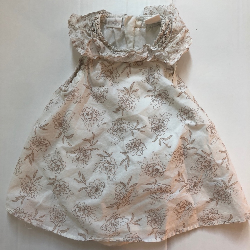 3-6m Cream and Brown floral dress